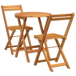 Berkfield Durable Garden Bistro Set With Cushion 3 Pcs Brown Solid Acacia Wood