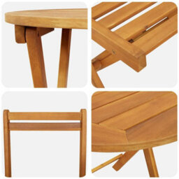 Berkfield Durable Garden Bistro Set With Cushion 3 Pcs Brown Solid Acacia Wood - thumbnail 9