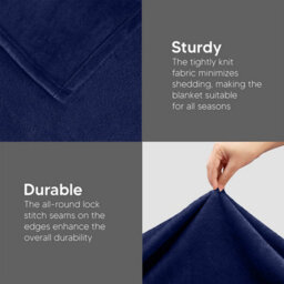 Ameha Fleece Plain Blanket, Lightweight & Reversible Throw For Travel, Bed & Sofa Blanket, Navy Double 150X200Cm - thumbnail 9
