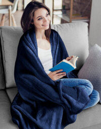 Ameha Fleece Plain Blanket, Lightweight & Reversible Throw For Travel, Bed & Sofa Blanket, Navy Double 150X200Cm - thumbnail 8