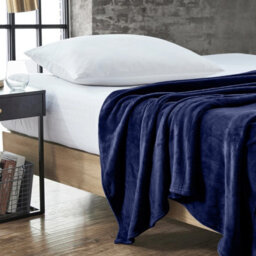 Ameha Fleece Plain Blanket, Lightweight & Reversible Throw For Travel, Bed & Sofa Blanket, Navy Double 150X200Cm - thumbnail 3