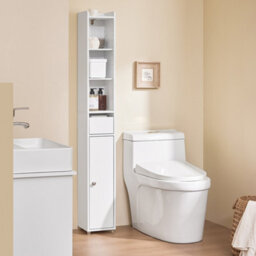 Sobuy Bzr34-K-W, Bathroom Storage Tall Cabinet Slim Bathroom Storage Unit With Door & Drawer Narrow Storage Cabinet - thumbnail 4