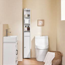 Sobuy Bzr34-K-W, Bathroom Storage Tall Cabinet Slim Bathroom Storage Unit With Door & Drawer Narrow Storage Cabinet - thumbnail 2