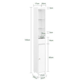 Sobuy Bzr34-K-W, Bathroom Storage Tall Cabinet Slim Bathroom Storage Unit With Door & Drawer Narrow Storage Cabinet - thumbnail 3