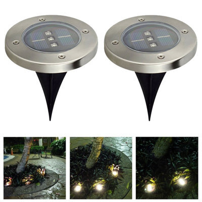 Taylor & Brown 2 Pack Solar Powered Ground Light Waterproof Garden Pathway Lights With 3 Leds For Home, Yard, Driveway, Lawn