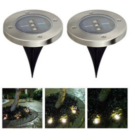 Taylor & Brown 2 Pack Solar Powered Ground Light Waterproof Garden Pathway Lights With 3 Leds For Home, Yard, Driveway, Lawn - thumbnail 1
