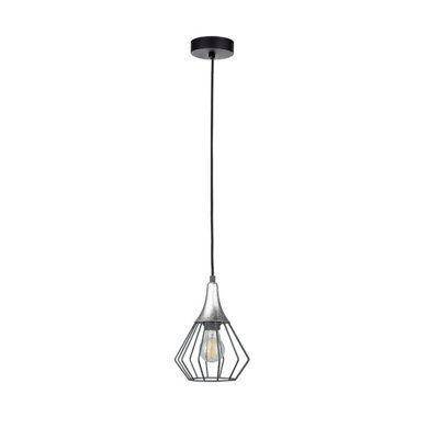 Luminosa Lighting Luminosa Selene Wire Frame Pendant Ceiling Light Black, Silver 1X E27 - image 1