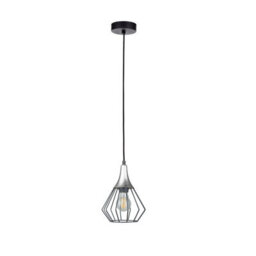 Luminosa Lighting Luminosa Selene Wire Frame Pendant Ceiling Light Black, Silver 1X E27 - thumbnail 1
