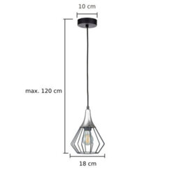 Luminosa Lighting Luminosa Selene Wire Frame Pendant Ceiling Light Black, Silver 1X E27 - thumbnail 2