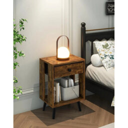 Set Of 2 Bedside Tables With Storage And Solid Wood Legs - thumbnail 3