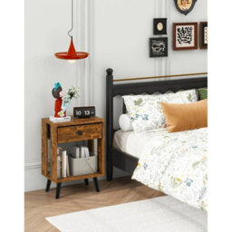Set Of 2 Bedside Tables With Storage And Solid Wood Legs - thumbnail 4