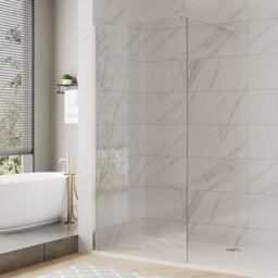 Thehotsale Walk-In Bath Shower Screen Clear Glass With Silver Metal Frame - thumbnail 1
