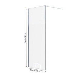 Thehotsale Walk-In Bath Shower Screen Clear Glass With Silver Metal Frame - thumbnail 7