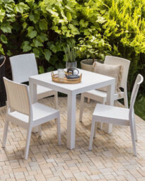 Beliani Set Of 4 Garden Chairs Fossano Synthetic Material White - thumbnail 2