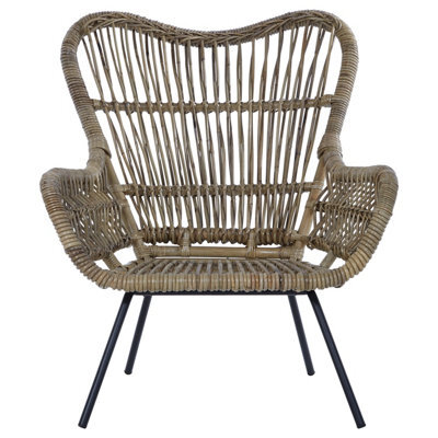 Orsina Kubu Natural Rattan Chair, Easy To Clean Outdoor Chair, Arm & Backrest Rattan Chair, Rattan Indoor Chair - image 1
