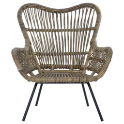 Orsina Kubu Natural Rattan Chair, Easy To Clean Outdoor Chair, Arm & Backrest Rattan Chair, Rattan Indoor Chair - thumbnail 1