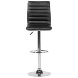 Beliani Elara Set Of 2 Counter Bar Stools - Black Faux Leather, Chrome, Swivel - thumbnail 1