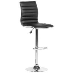Beliani Elara Set Of 2 Counter Bar Stools - Black Faux Leather, Chrome, Swivel - thumbnail 4