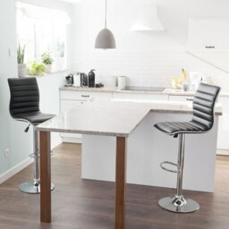 Beliani Elara Set Of 2 Counter Bar Stools - Black Faux Leather, Chrome, Swivel - thumbnail 2