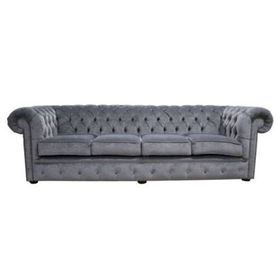 Chesterfield Handmade 4 Seater Sofa Pimlico Carbon Grey Fabric In Classic Style - image 1