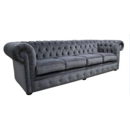 Chesterfield Handmade 4 Seater Sofa Pimlico Carbon Grey Fabric In Classic Style - thumbnail 3