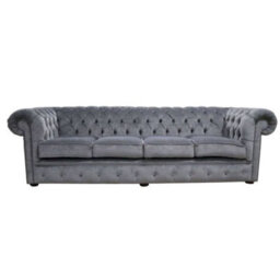 Chesterfield Handmade 4 Seater Sofa Pimlico Carbon Grey Fabric In Classic Style - thumbnail 1
