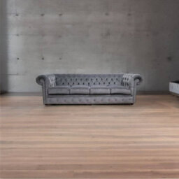 Chesterfield Handmade 4 Seater Sofa Pimlico Carbon Grey Fabric In Classic Style - thumbnail 4