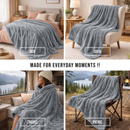Pamposh Flannel Fleece Super King Size Throw Blankets Microfiber Solid Blankets Lightweight Plush Fleece Blanket Super King Size - thumbnail 7