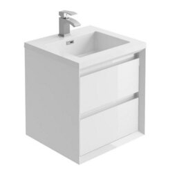 Plum&clay Luna White Wall Hung Vanity Unit & Resin Basin Set Bathroom Furniture (W)500mm (H)510mm