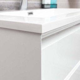 Plum&clay Luna White Wall Hung Vanity Unit & Resin Basin Set Bathroom Furniture (W)500mm (H)510mm - thumbnail 4