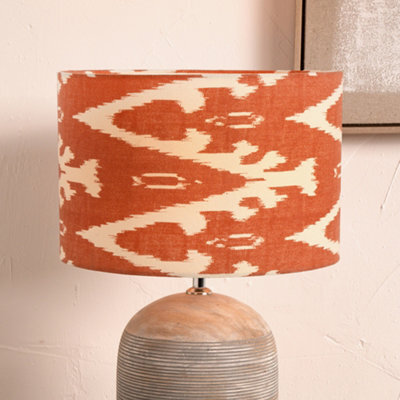 Pacific Lifestyle 30Cm Orange Patterned Drum Lampshade Cylinder Table Lamp Shade - image 1