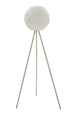 Orsina White Finish Floor Lamp, Tripod Steel Legs & Matte White Geometric Shade, Modern Retro Floor Lamp - image 1