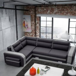 Assan Corner Sofa Bed With Ottoman Wooden Frame Wave Spring Foam Loose Pillows Dark Grey And Light Grey Left Side - thumbnail 2