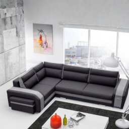 Assan Corner Sofa Bed With Ottoman Wooden Frame Wave Spring Foam Loose Pillows Dark Grey And Light Grey Left Side - thumbnail 3