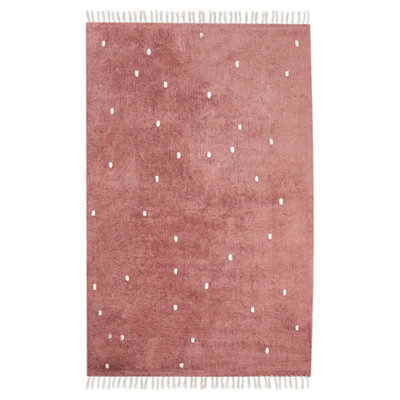Beliani Rug Astaf Light Red 140 X 200 Cm Cotton - image 1