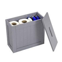 Standing Cabinet Unit Storage - Bathroom Cupboard - Contemporary And Stylish - Finished In Grey And Natural Bamboo - thumbnail 4