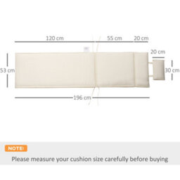 Outsunny Garden Sun Lounger Cushion Only, Recliner Pad With Pillow, Cream - thumbnail 3