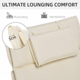 Outsunny Garden Sun Lounger Cushion Only, Recliner Pad With Pillow, Cream - thumbnail 4