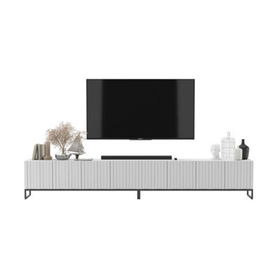 Heze Furniture Elpis Glamour Tv Cabinet Media Unit Extra Long 300 Cm - White Matt / Black Frame - image 1