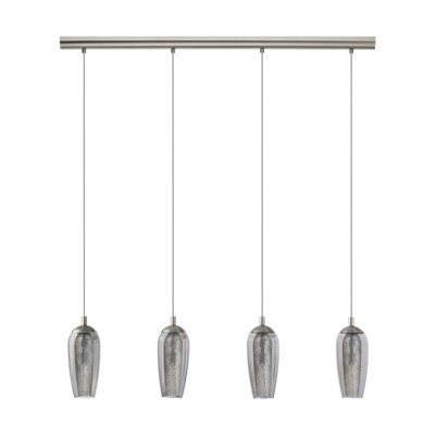 Satin Nickel Pendant Ceiling Light With Smoked Glass Shade And G9 Bulbs - image 1