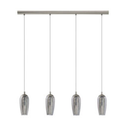 Satin Nickel Pendant Ceiling Light With Smoked Glass Shade And G9 Bulbs - thumbnail 1
