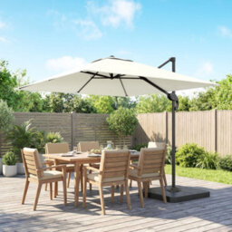 Outsunny 2.4 X 2.4 M Cantilever Parasol W/ Umbrella Weights, Cream White - thumbnail 9