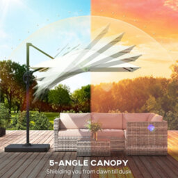 Outsunny 2.4 X 2.4 M Cantilever Parasol W/ Umbrella Weights, Cream White - thumbnail 8