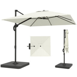 Outsunny 2.4 X 2.4 M Cantilever Parasol W/ Umbrella Weights, Cream White - thumbnail 2