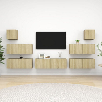 Berkfield 7 Piece Tv Cabinet Set Sonoma Oak Engineered Wood - image 1