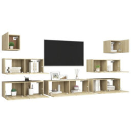 Berkfield 7 Piece Tv Cabinet Set Sonoma Oak Engineered Wood - thumbnail 3