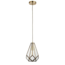 First Choice Lighting Set Of 2 Polly - Antique Brass And Glass Pendant Ceiling Lights - thumbnail 4