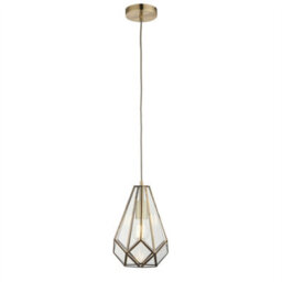 First Choice Lighting Set Of 2 Polly - Antique Brass And Glass Pendant Ceiling Lights - thumbnail 3