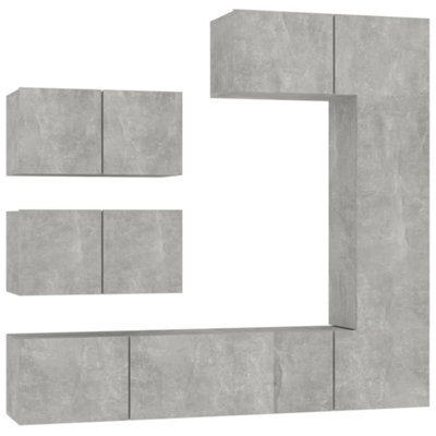 Berkfield Classic 6 Piece Tv Cabinet Set Concrete Grey Engineered Wood - image 1