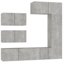 Berkfield Classic 6 Piece Tv Cabinet Set Concrete Grey Engineered Wood - thumbnail 1